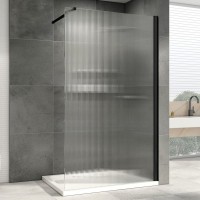 Душевая перегородка Abber Immer Offen AG61091R8 90 см, профиль черный, стекло рифленое
