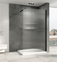 Душевая перегородка Abber Immer Offen AG61091R8 90 см, профиль черный, стекло рифленое