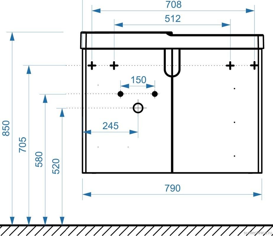 Тумба с раковиной Belux Даллас 80 L подвесная, белая глянцевая