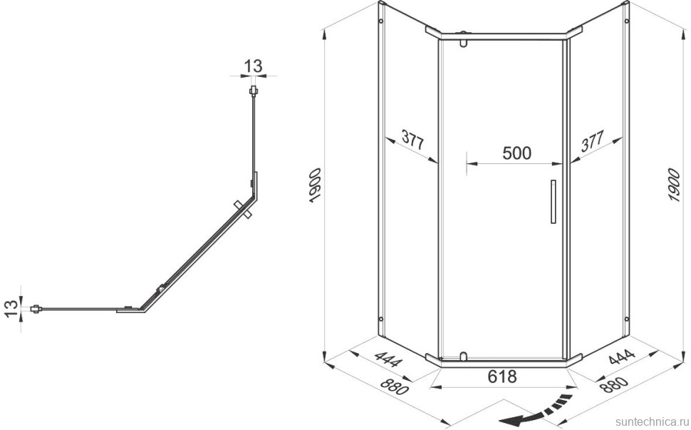 Душевой уголок Triton Дека -Блэк Щ0000059783 90х90