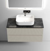 Тумба под раковину со столешницей Sancos Snob T 100 beige soft, столешница черный мрамор