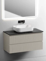 Тумба под раковину со столешницей Sancos Snob T 100 beige soft, столешница черный мрамор