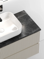 Тумба под раковину со столешницей Sancos Snob T 100 beige soft, столешница черный мрамор