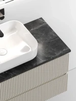 Тумба под раковину со столешницей Sancos Snob T 100 beige soft, столешница черный мрамор