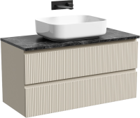 Тумба под раковину со столешницей Sancos Snob T 100 beige soft, столешница черный мрамор