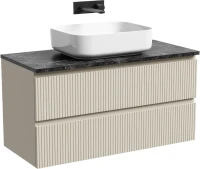 Тумба под раковину со столешницей Sancos Snob T 100 beige soft, столешница черный мрамор