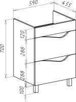 Тумба с раковиной Bellezza Эйфория 60 фиолетовая с раковиной Квадро