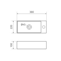 Раковина маленькая в туалет GID Suspendido N9261 38 глянцевая белая, прямоугольная, фаянс