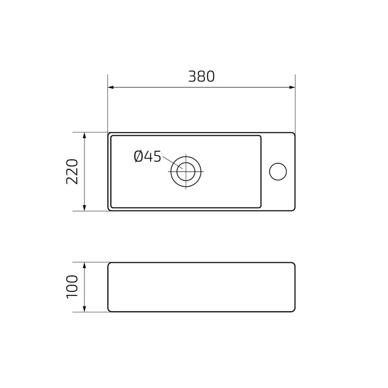 Раковина маленькая в туалет GID Suspendido N9261 38 глянцевая белая, прямоугольная, фаянс
