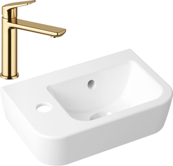 Комплект Раковина маленькая Lavinia Boho One 33310001L + Смеситель Wellsee ICON! for life 182303000 золото