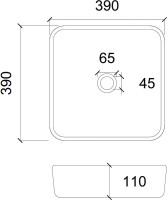 Накладная раковина Abber Glas AK2311B 39 черная, квадратная