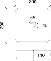 Накладная раковина Abber Glas AK2311B 39 черная, квадратная