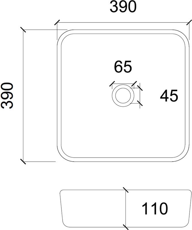Накладная раковина Abber Glas AK2311B 39 черная, квадратная