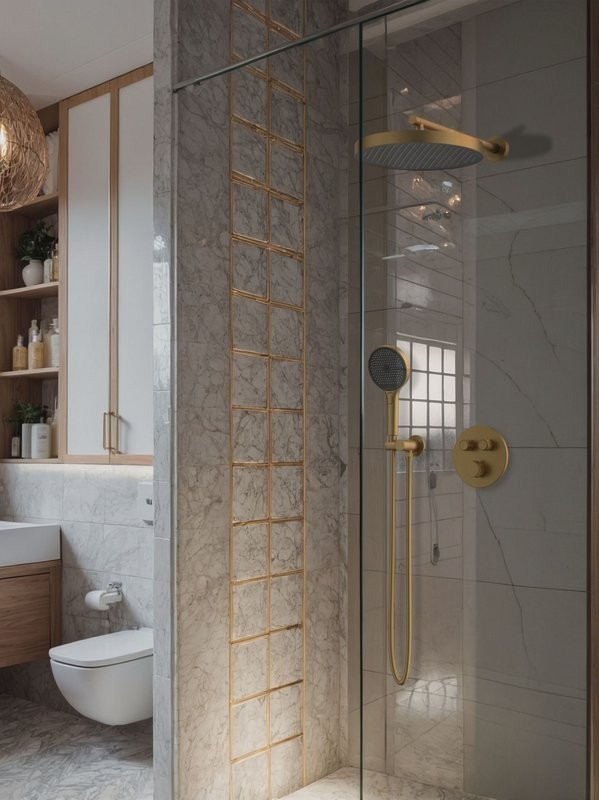 Душевой комплект AltroBagno Bilancia AltroBagnoBilancia040414BG С ВНУТРЕННЕЙ ЧАСТЬЮ, матовое золото