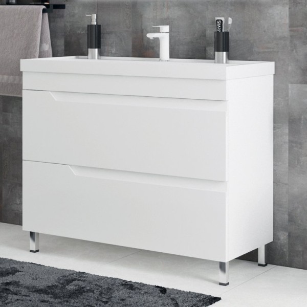 Тумба под раковину без столешницы Corozo Юрма 100 Z2 напольная, глянцевая белая