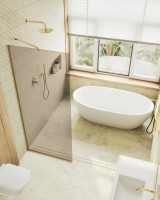 Душевая перегородка Maybahglass MGD-691-3у 89 см, профиль золото, стекло бронза