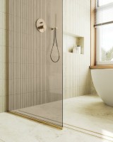 Душевая перегородка Maybahglass MGD-691-3у 89 см, профиль золото, стекло бронза