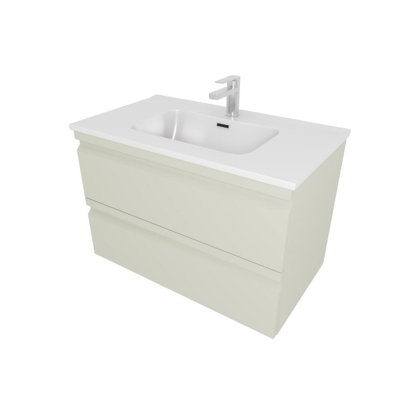 Тумба с раковиной AQUATEK Вега 80 подвесная, 2 ящика, шалфей зеленый