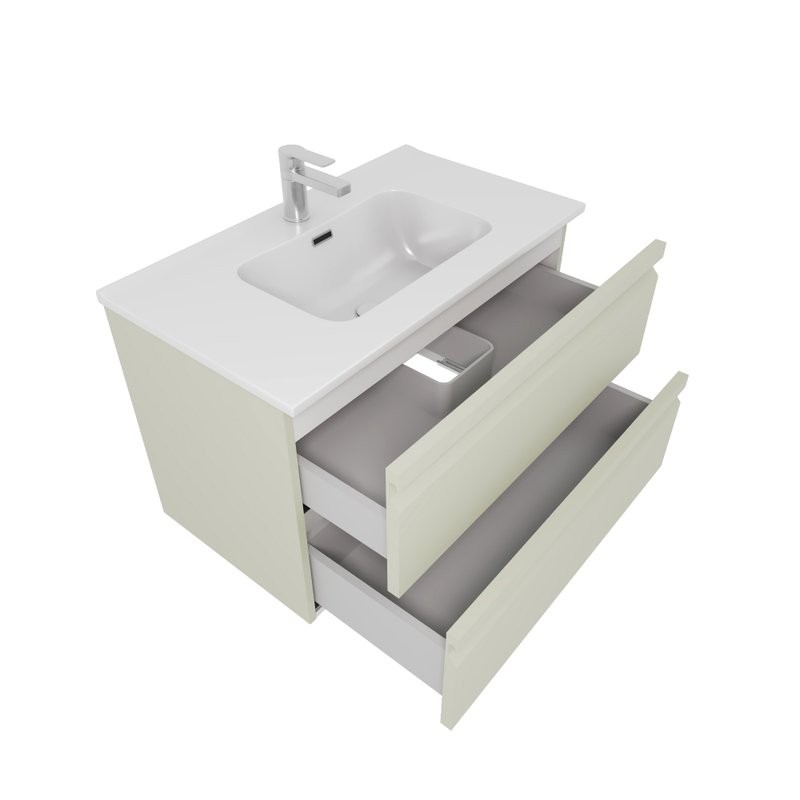 Тумба с раковиной AQUATEK Вега 80 подвесная, 2 ящика, шалфей зеленый