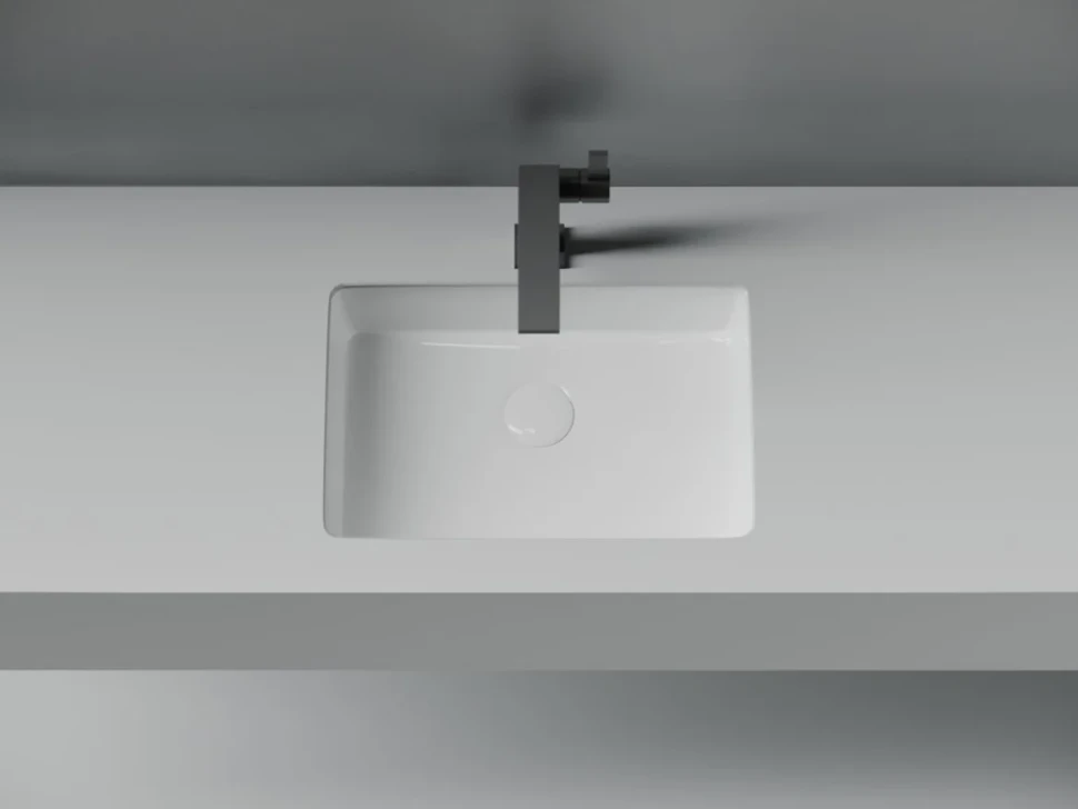 Раковина встраиваемая снизу Ceramicanova Era CN15003 46 глянцевая белая, прямоугольная
