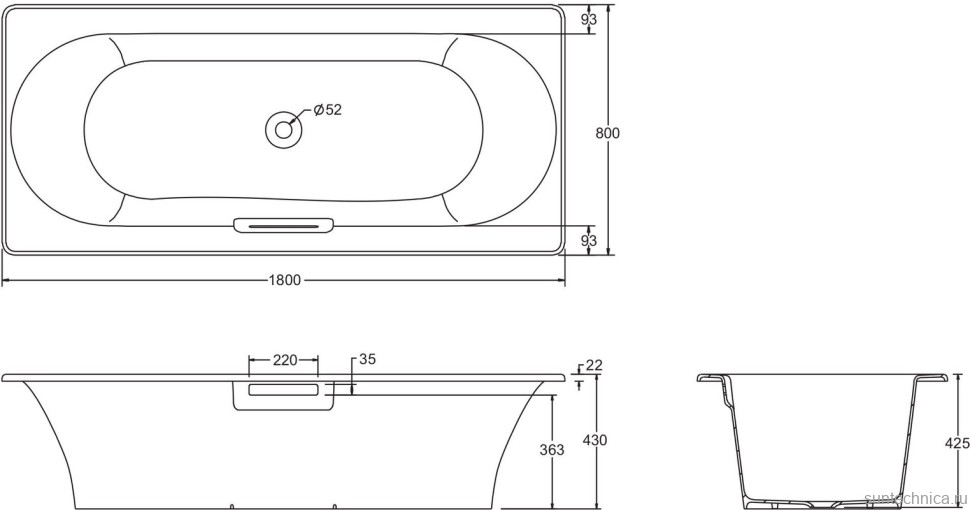 Чугунная ванна Jacob Delafon Volute E6D900-0 180x80 см, встраиваемая, белая, на ножках, со сливом-переливом