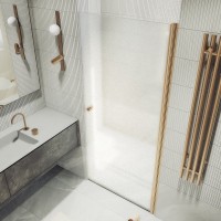 Душевая дверь в нишу Maybahglass MGD-808-2 80 см, профиль бронза, стекло сатин