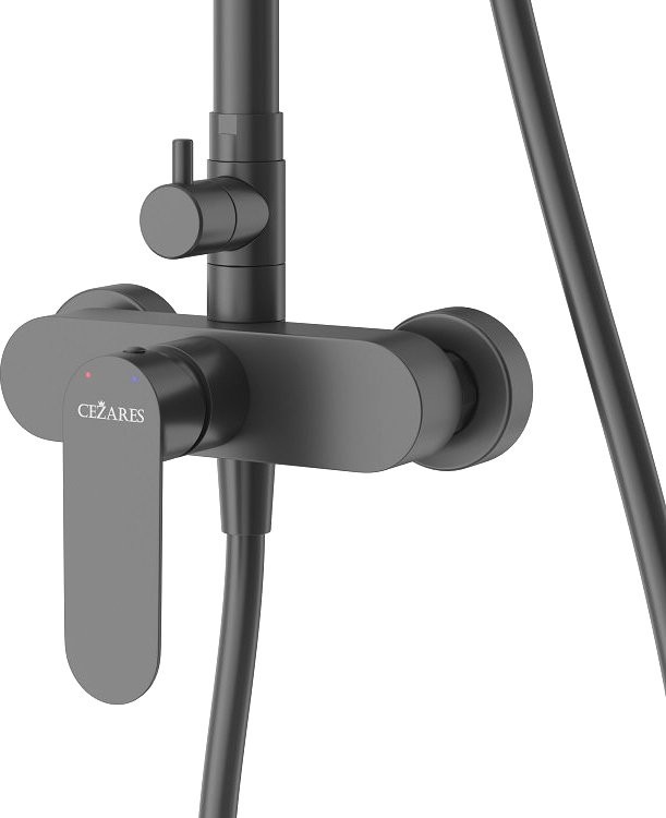 Душевая стойка Cezares Stylus STYLUS-CD-NOP со смесителем, матовый черный