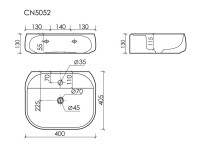 Раковина подвесная Ceramicanova Fonte с отверстием под смеситель, 420x425x145, белый, CN5052