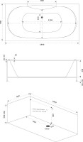 Акриловая ванна Bas Ньюлав 180x90 см, пристенная, белая, с каркасом