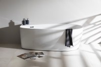 Акриловая ванна Allen Brau Priority 2 170x80 см, пристенная, белая, овальная, на ножках, со сливом-переливом
