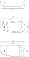 Акриловая ванна Allen Brau Priority 2 170x80 см, пристенная, белая, овальная, на ножках, со сливом-переливом