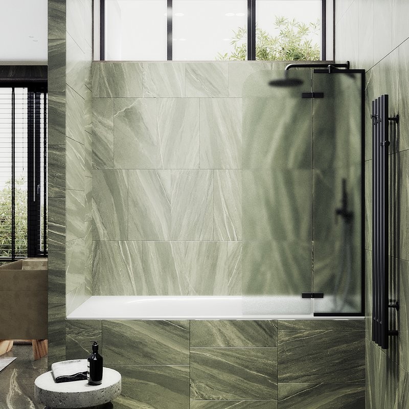 Шторка на ванну Maybahglass MGV-920-6 99 см, профиль черный, стекло сатин
