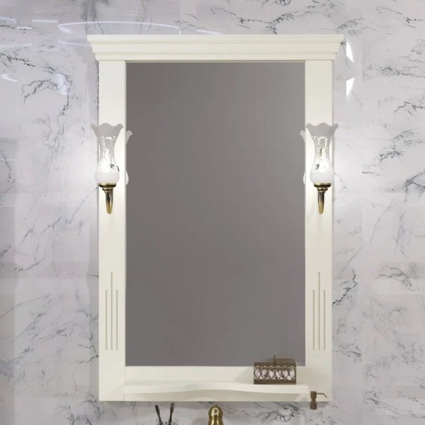 Зеркало Opadiris Риспекто 65 слоновая кость, с полкой и выключателем