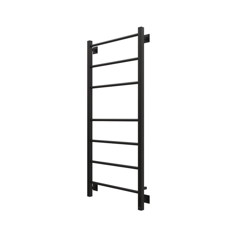 Полотенцесушитель электрический Grota Costa 530х1200 RAL9005 EL 120x55 см, подключение справа, слева, скрытое подключение справа, матовый черный, лесенка, из стали