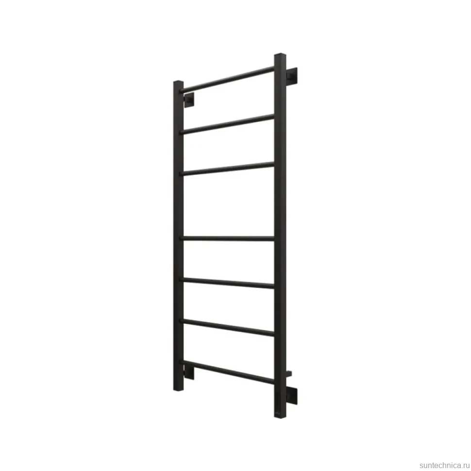 Полотенцесушитель электрический Grota Costa 530х1200 RAL9005 EL 120x55 см, подключение справа, слева, скрытое подключение справа, матовый черный, лесенка, из стали
