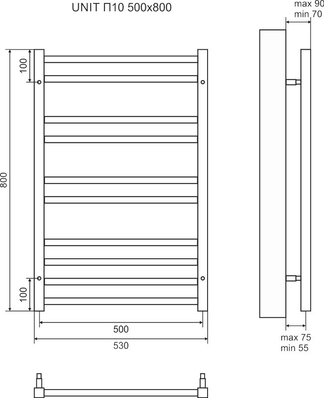 Полотенцесушитель электрический Lemark Unit П10 50x80, черный