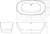 Акриловая ванна Ceruttispa D'lseo 7390 170x75 см, отдельностоящая, белая, овальная, на ножках, со сливом-переливом