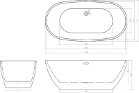 Акриловая ванна Ceruttispa D'lseo 7390 170x75 см, отдельностоящая, белая, овальная, на ножках, со сливом-переливом