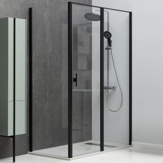 Душевой уголок Allen Brau Priority 160x100, профиль черный браш, стекло прозрачное