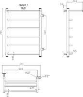 Полотенцесушитель водяной Тругор Идеал ПМ1 П ЛЦ5 80x50, с полкой, правый