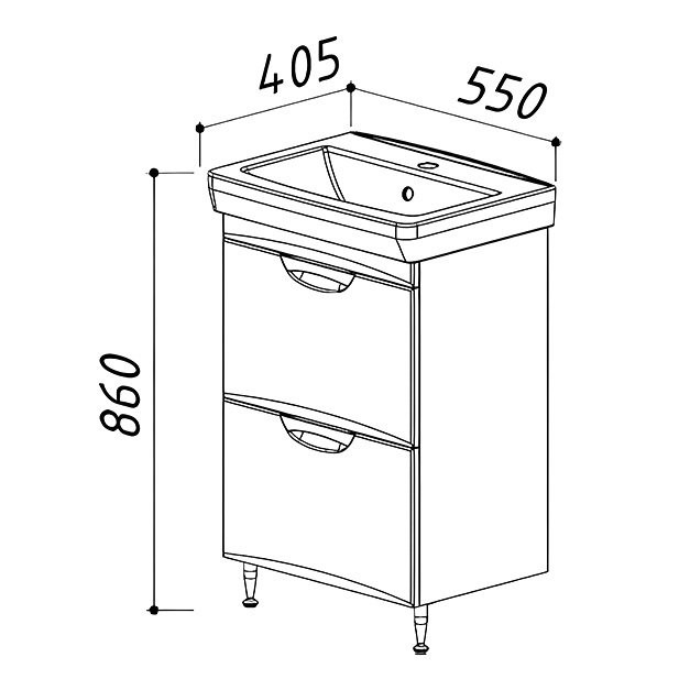 Мебель для ванной комнаты Belux Мадейра 55-02 белая глянцевая