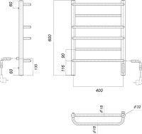 Полотенцесушитель электрический Domoterm Орфей П6 40x60 EK R