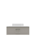 Тумба под раковину со столешницей La Fenice Cubo 90 подвесная, cappuccino, бежевая матовая, столешница белый мрамор, ручка белая