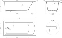 Ванна из искусственного камня Salini Cascata S-Stone 170x75 см, встраиваемая, матовая белая, на ножках