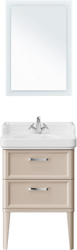 Мебель для ванной комнаты KERAMA MARAZZI Pompei 60 с 2 ящиками, камео бежевая глянцевая