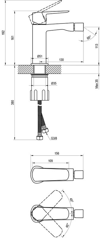 Смеситель для биде Ravak Life LF 056.00CR хром
