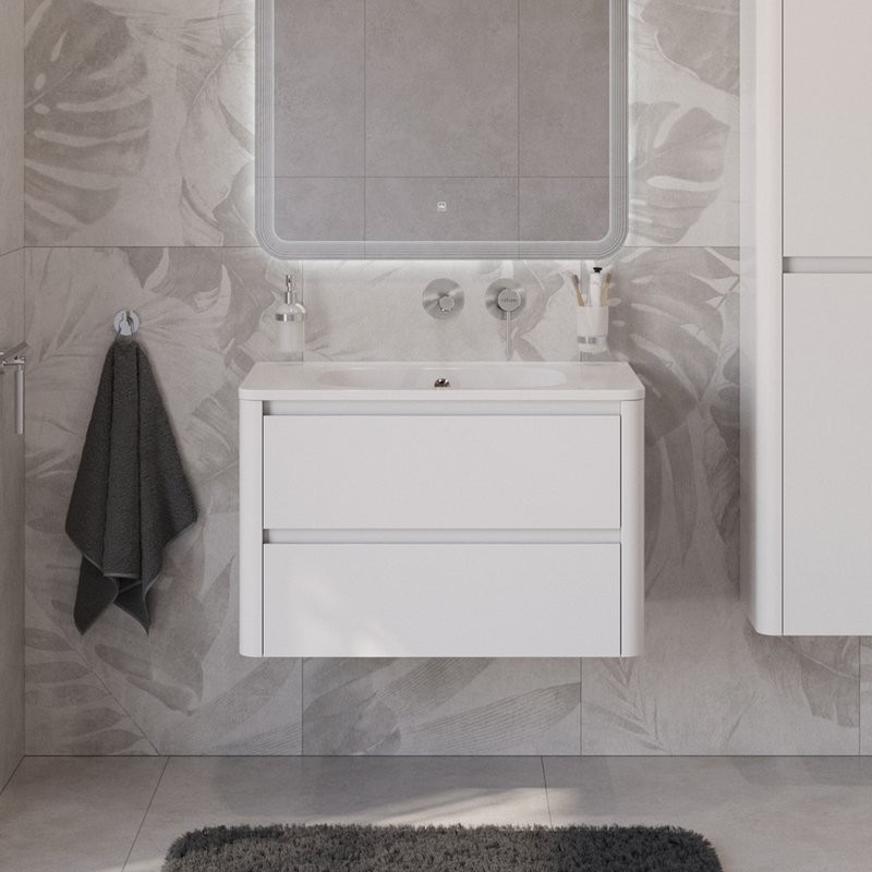 Мебель для ванной комнаты Cezares Relax 80 подвесная, 2 ящика, bianco lucido