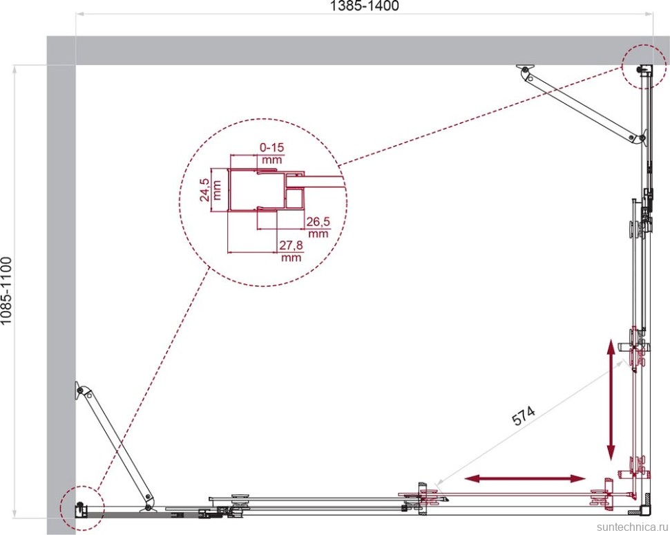 Душевой уголок BelBagno Luce AH-22-140/110-C-Cr профиль хром, стекло прозрачное