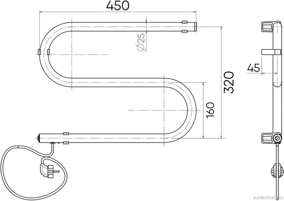 Полотенцесушитель электрический Indigo S SE1-32-45v