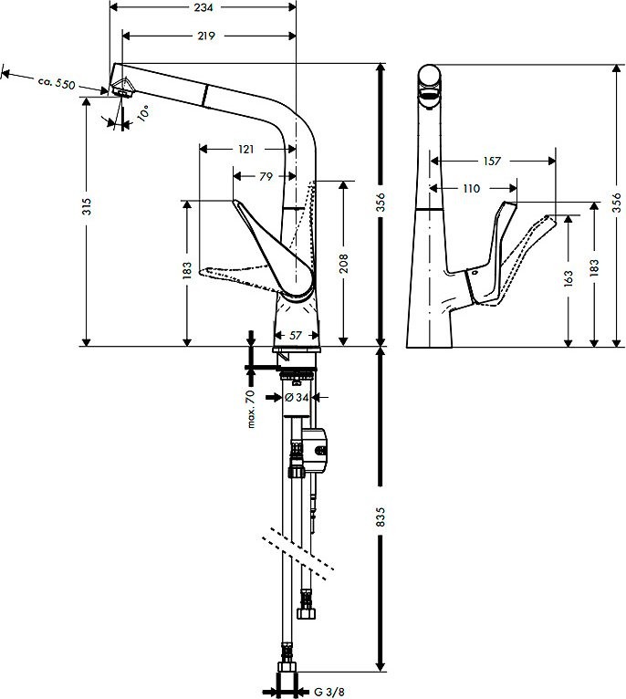 Смеситель для кухни Hansgrohe Metris 14821000